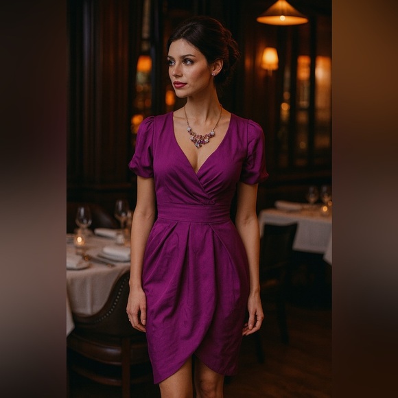 ASOS cut open back purple tulip cocktail dress - Picture 1 of 7